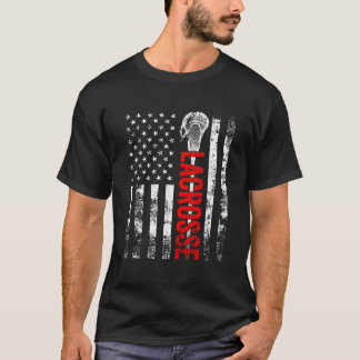Camiseta USA Vintage Flag American Lacrosse 4 De Julho