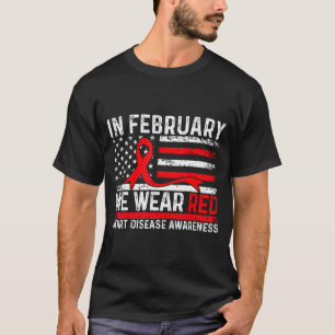 Camiseta Usamos o Vermelho de Fevereiro para a Consciência