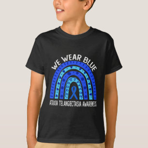 Camiseta Use Azul Arco-íris Para Conscientização da Ataxia 