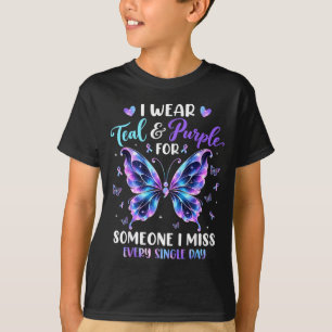 Camiseta Use azul-turquesa & roxo por alguém que eu perco t