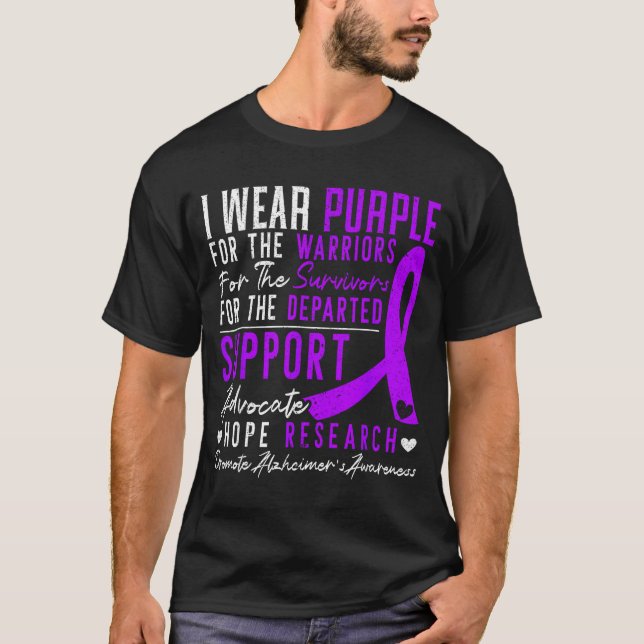 Camiseta Use o Roxo Conscientização da Doença de Alzheimer  (Frente)