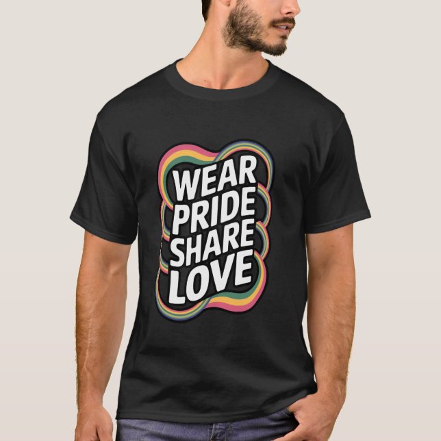 Camiseta Use Orgulho Compartilhe Amor Cores Arco-íris (Frente)