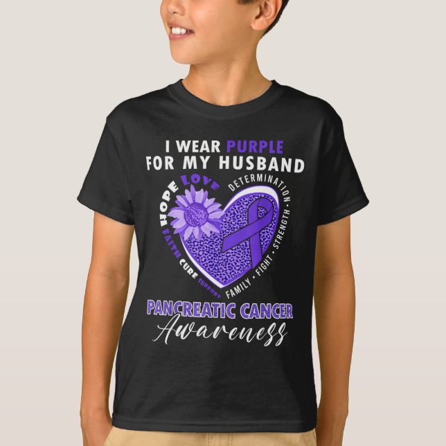 Camiseta Use Para Marido Roxo Conscientização do Câncer de  (Frente)