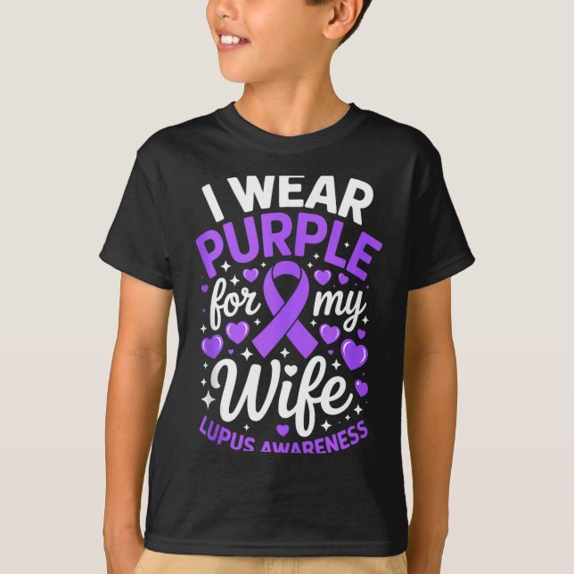 Camiseta Use roxo para o mês de conscientização sobre lúpus (Frente)