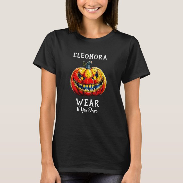 Camiseta Use se você ousar Abóbora Sorridente de Halloween (Frente)