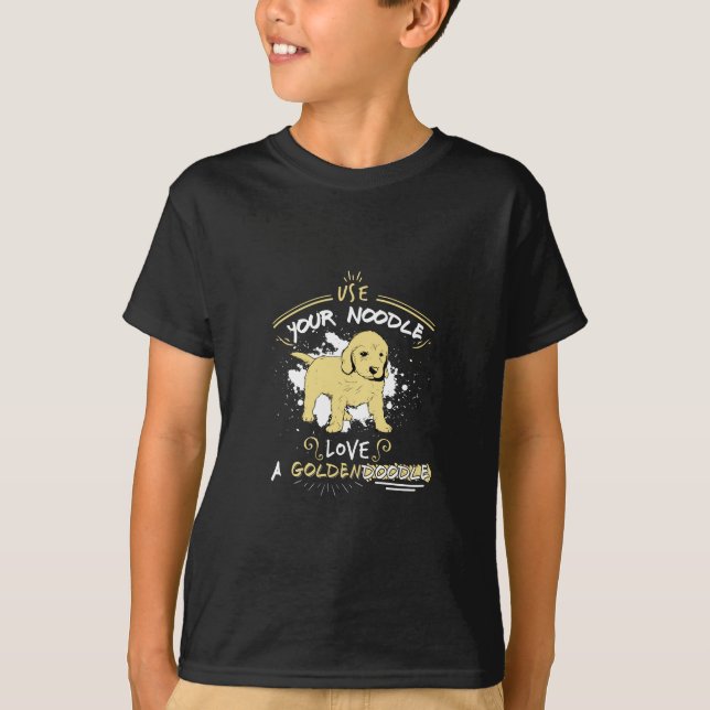 Camiseta Use seu macarronete, ame um Goldendoodle (Frente)