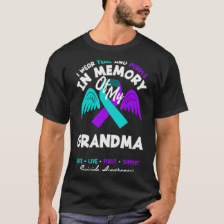 Camiseta Use Verde-azulado E Roxo Em Memória Do Design Da V