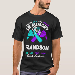 Camiseta Use Verde-azulado E Roxo Em Memória Do Design Do N