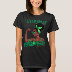 Camiseta Use Verde Consciência da Saúde Mental Mulher Negra