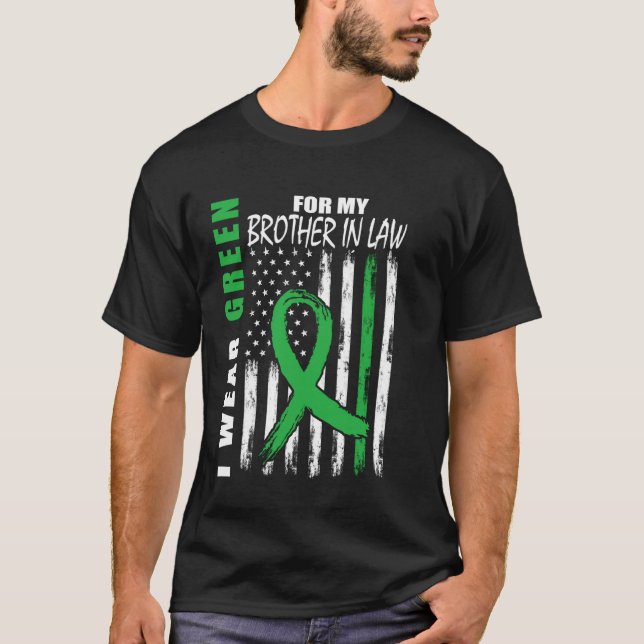 Camiseta Use Verde Irmão Marido Conscientização da Doença R (Frente)