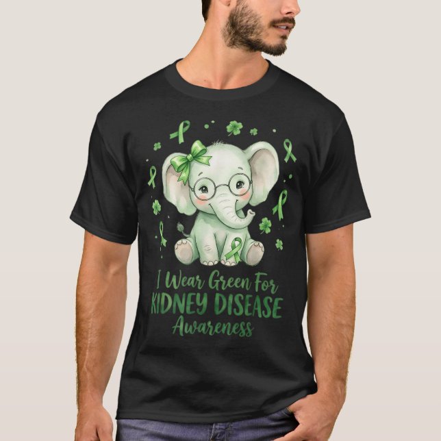 Camiseta Use Verde para a Conscientização da Doença Renal F (Frente)