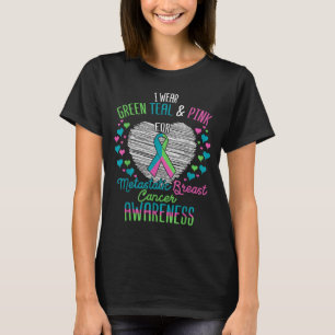 Camiseta Use Verde Turquesa Rosa para Câncer de Mama Metast