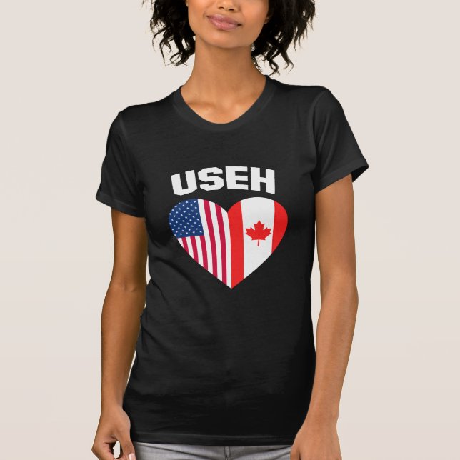 Camiseta USEH America Canada Flag Funny American (Frente)