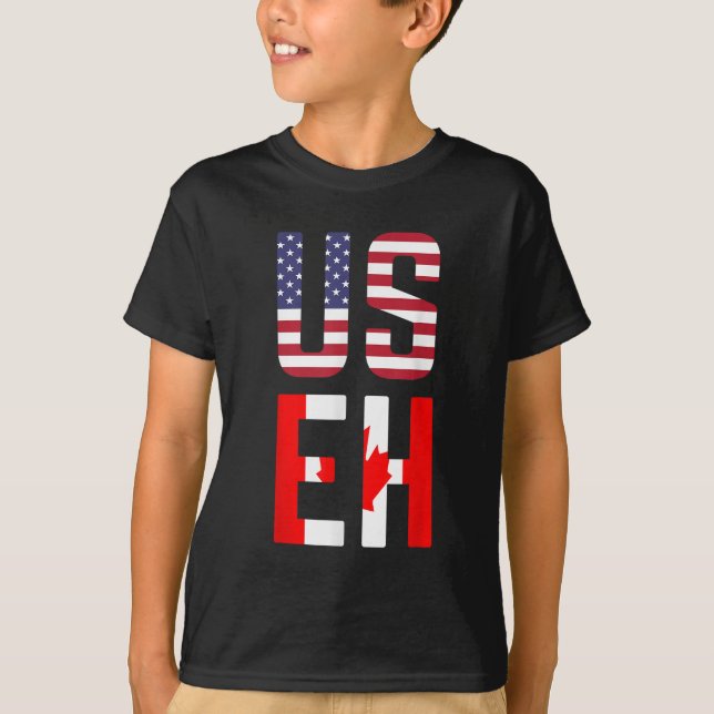 Camiseta USEH America Canada Flag Funny American (Frente)