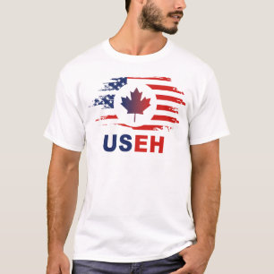 Camiseta USEH Half Canadian American Canada USA Flag United