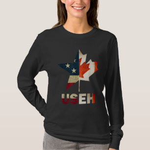 Camiseta USEH Leaf Canadian American Flag Canadá EUA Flag G