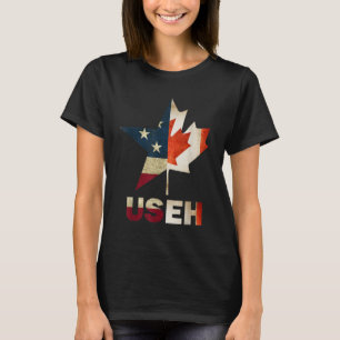 Camiseta USEH Leaf Canadian American Flag Canadá EUA Flag G