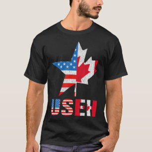 Camiseta Useh Leaf Canadian American Flag Maple Canada Usa