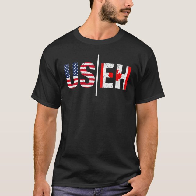 Camiseta Useh Us Eh Usa Flag Pride Canada (Frente)