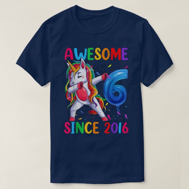 Camiseta Usinha De Aniversário Do Unicorn 6 Para Raparigas, (Frente do Design)