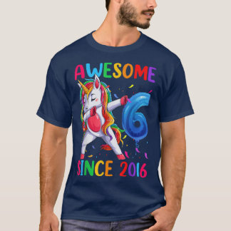 Camiseta Usinha De Aniversário Do Unicorn 6 Para Raparigas,