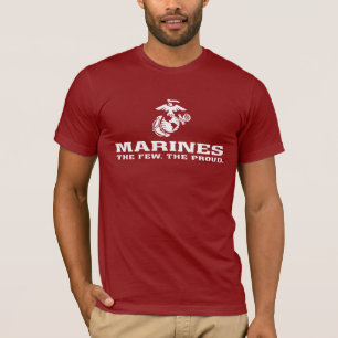 Camiseta USMC O Pouco Logotipo Orgulhoso Empilhado - Branco