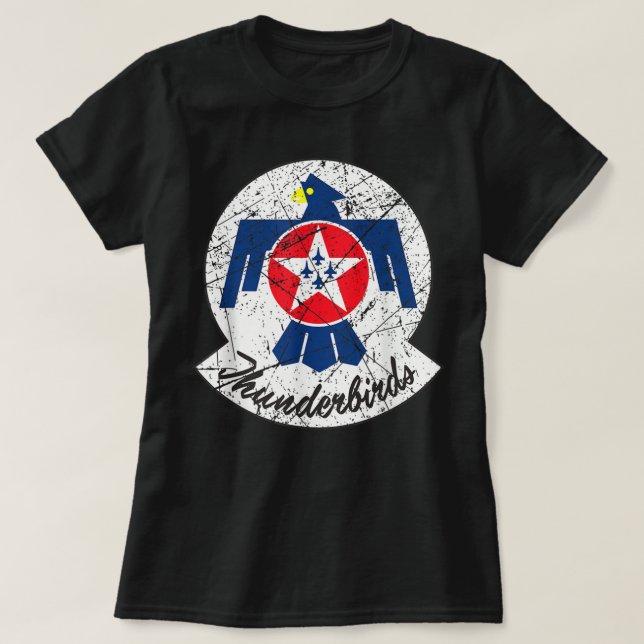 Camiseta USO Militar Thunderbird Air Squadage em (Frente do Design)