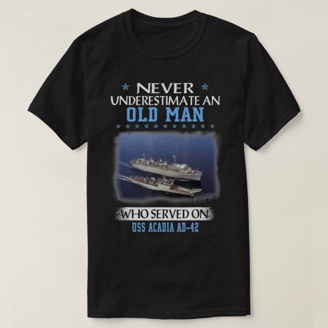 Camiseta USS Acadia AD42 Veterans Day Father Day Gift  (Frente do Design)
