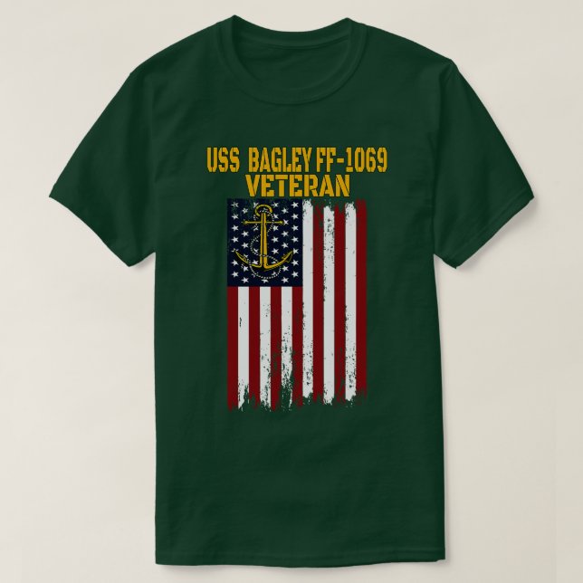 Camiseta USS Bagley FF1069 Frigate Veterans Day Dia de os p (Frente do Design)