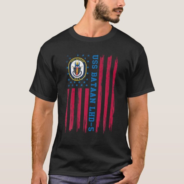 Camiseta USS Bataan LHD 5 Assalto Anfíbio Navio Veterano C (Frente)