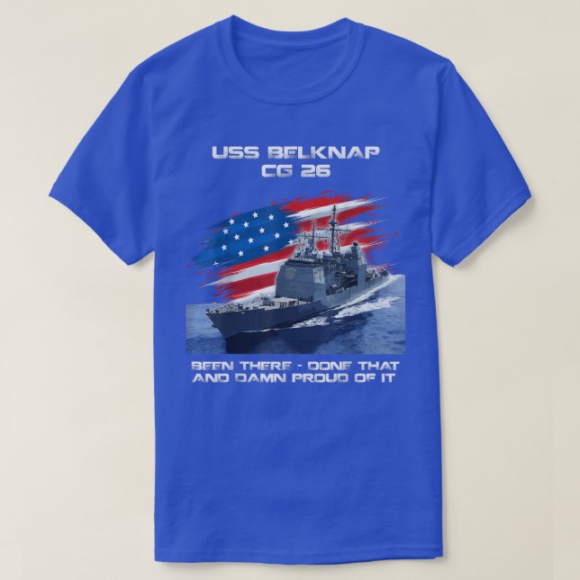 Camiseta USS Belknap CG26 Classe Cruiser American Flag Vete (Frente do Design)