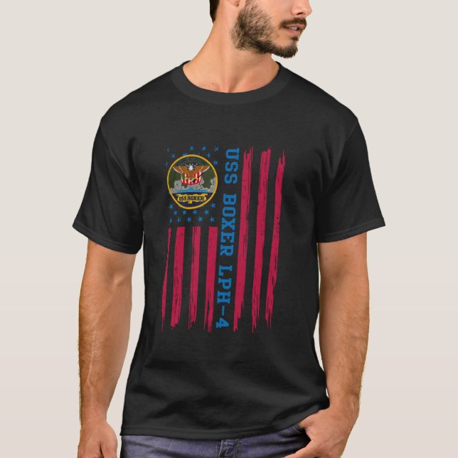 Camiseta USS Boxer LPH 4 Assalto Anfíbio Navio Veterano Ch (Frente)