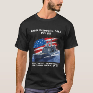 Camiseta USS Bunker Hill CG 52 Classe Cruiser American Flag
