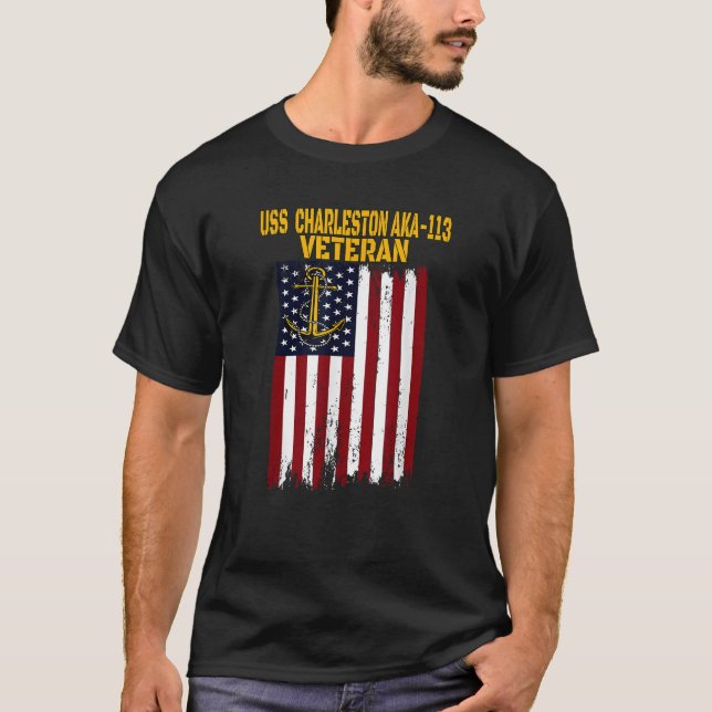 Camiseta USS Charleston AKA 113 LKA 113 Carga Anfíbia Sh (Frente)