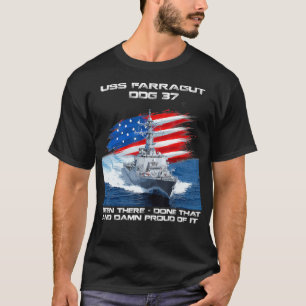 Camiseta USS Farragut DDG37 Destroyer Ship USA Flag Veteran