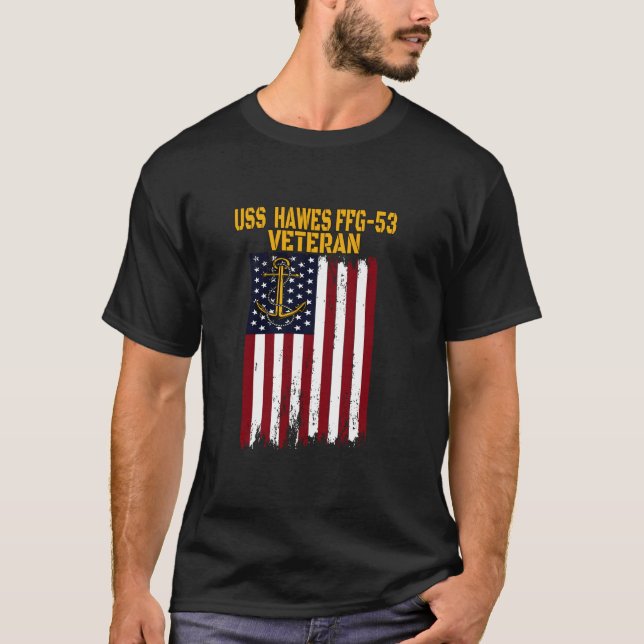 Camiseta USS Hawes FFG 53 Frigate Veteranos Dia do Pai (Frente)