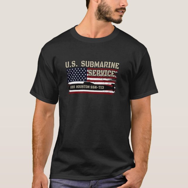 Camiseta USS Houston SSN 713 Submarino Veteranos Dia Pai (Frente)