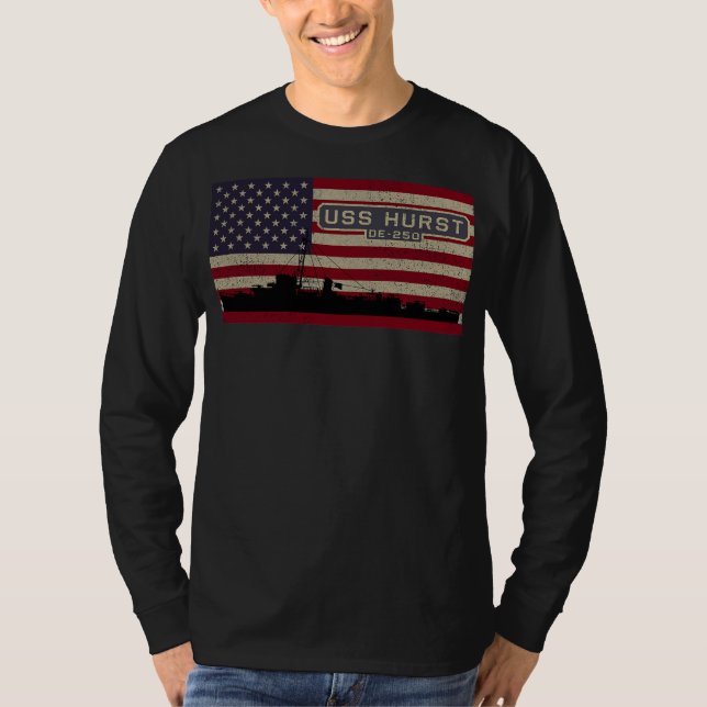 Camiseta USS Hurst DE 250 WW2 Ship American Flag  (Frente)