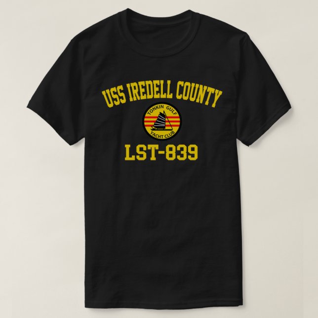 Camiseta USS Iredell County LST839 Tonkin Gulf Yacht Club P (Frente do Design)