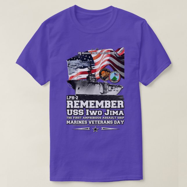 Camiseta USS Iwo Jima LHD7 veteranos de ataque anfíbio (Frente do Design)