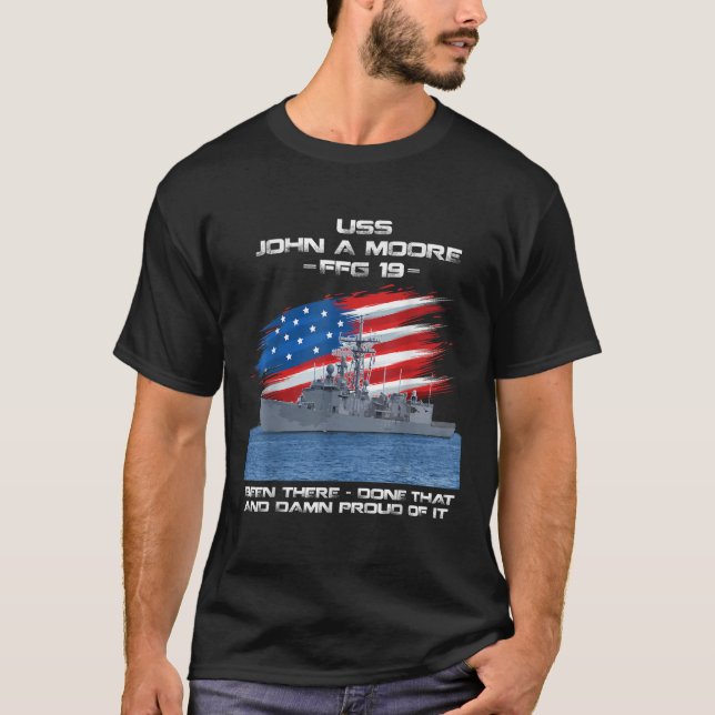 Camiseta USS John A Moore FFG 19 Classe Frigate American Fl (Frente)