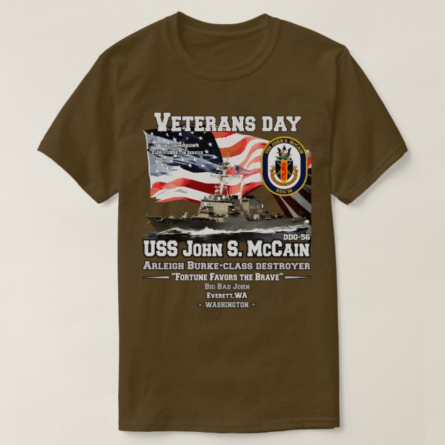 Camiseta USS John S McCain Destroyer Veterans (Frente do Design)