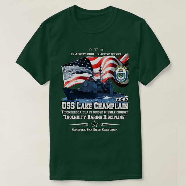Camiseta USS Lake Champlain CG57 Cruiser (Frente do Design)
