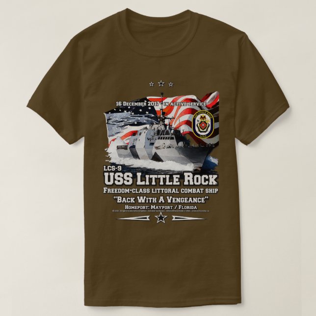 Camiseta USS Little Rock LCS9 veteranos de combate (Frente do Design)