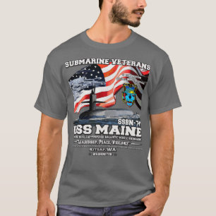 Camiseta USS Maine SSBN741 Submarino de Marinhos dos EUA