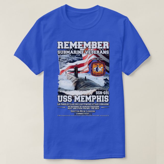 Camiseta USS Memphis SSN691 Veteranos Submarinos (Frente do Design)