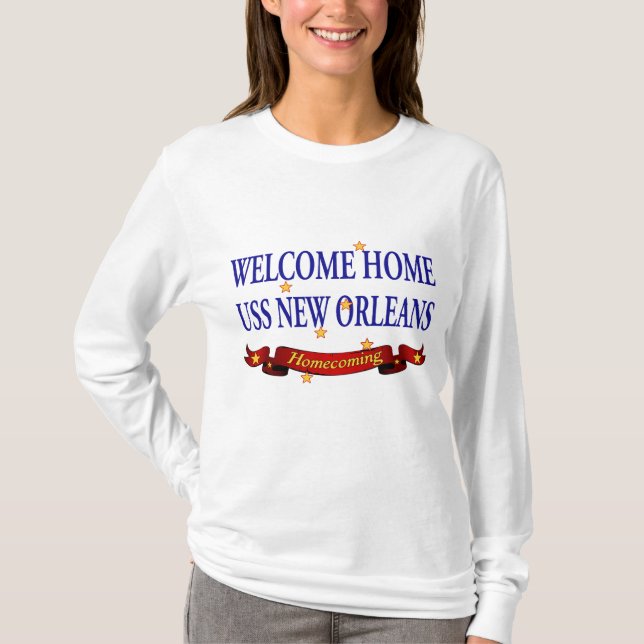 Camiseta USS New Orleans Home bem-vindo (Frente)