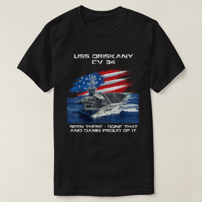 Camiseta USS Oriskany CV 34 Transportadora Veteran USA Fl (Frente do Design)
