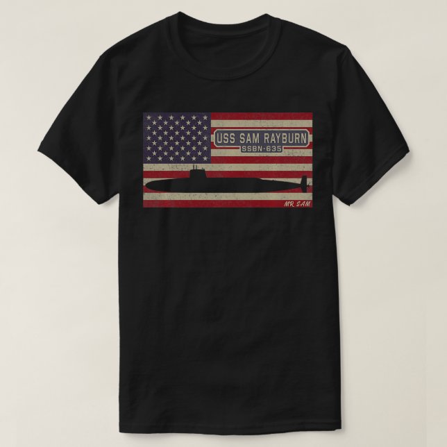 Camiseta USS Sam Rayburn SSBN-635 Nuclear Submarine America (Frente do Design)