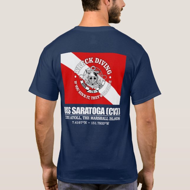 Camiseta USS Saratoga (CV3) (mergulho em naufrágio) (Verso)